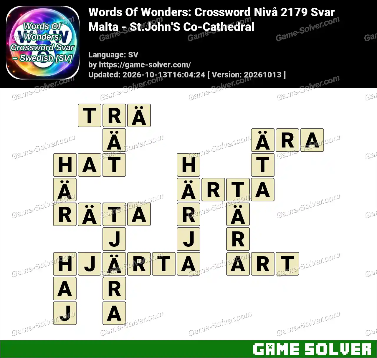 Words Of Wonders: Crossword Nivå 2179 Svar – Malta – St.John’S Co-Cathedral